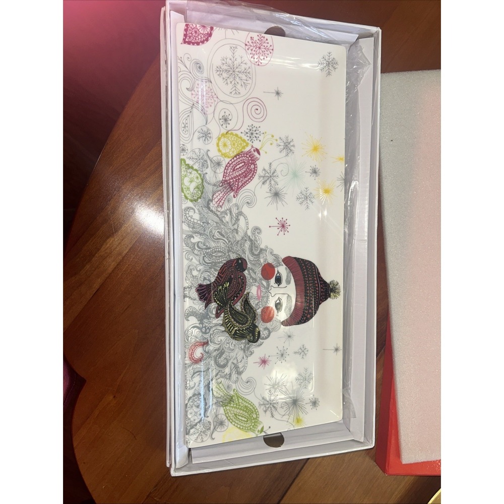 Neiman Marcus Exclusive Santa Hostess Tray Birds Snowflakes Christmas